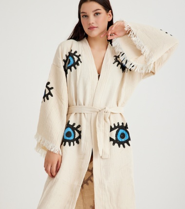 Müslin Bornoz Kimono Kaftan