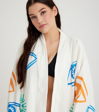 Müslin Bornoz Kimono Kaftan