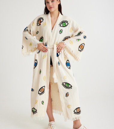 Müslin Bornoz Kimono Kaftan