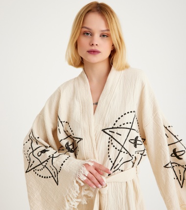 Müslin Bornoz Kimono Kaftan