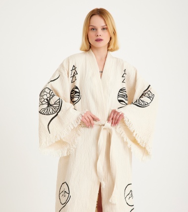 Müslin Bornoz Kimono Kaftan