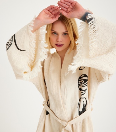 Müslin Bornoz Kimono Kaftan