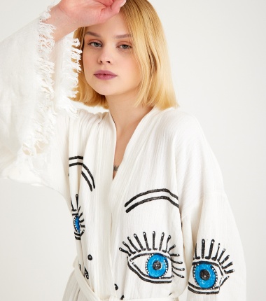 Müslin Bornoz Kimono Kaftan