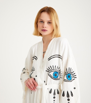 Müslin Bornoz Kimono Kaftan