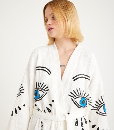 Müslin Bornoz Kimono Kaftan