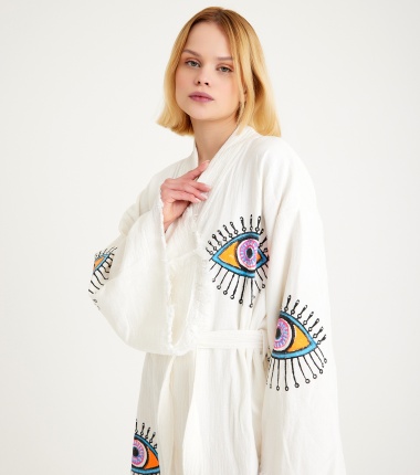 Müslin Bornoz Kimono Kaftan